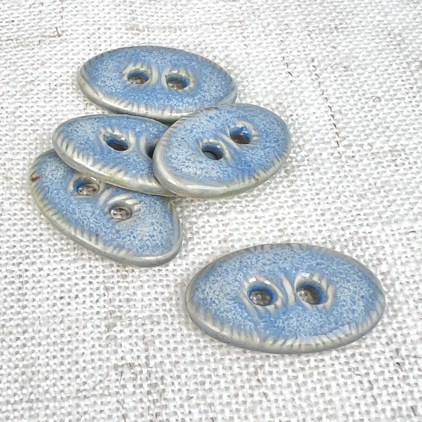 Oval Ceramic Buttons Blue Sewing Handmade Button Set