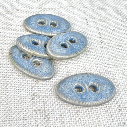 Oval Ceramic Buttons Blue Sewing Handmade Button Set