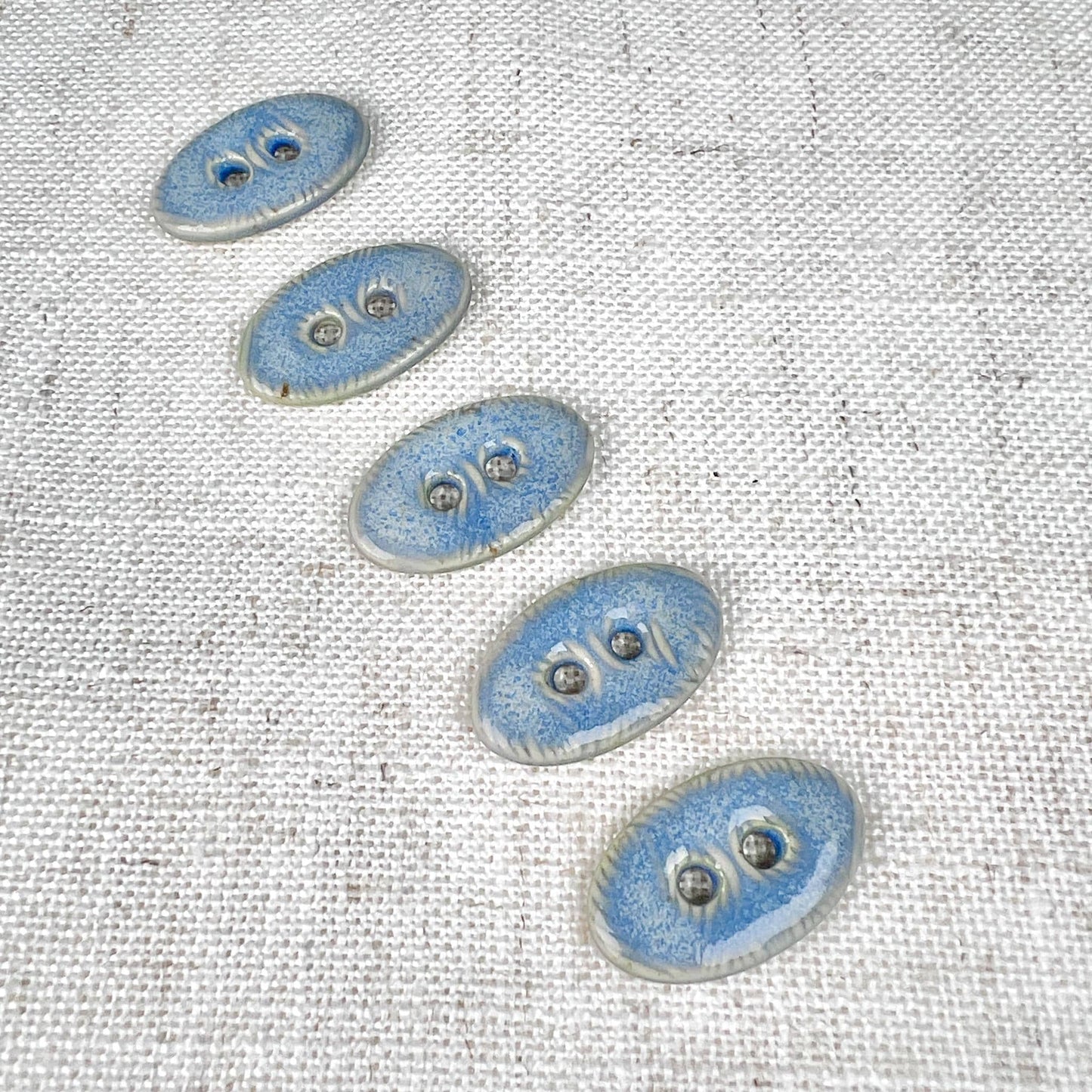 Oval Ceramic Buttons Blue Sewing Handmade Button Set