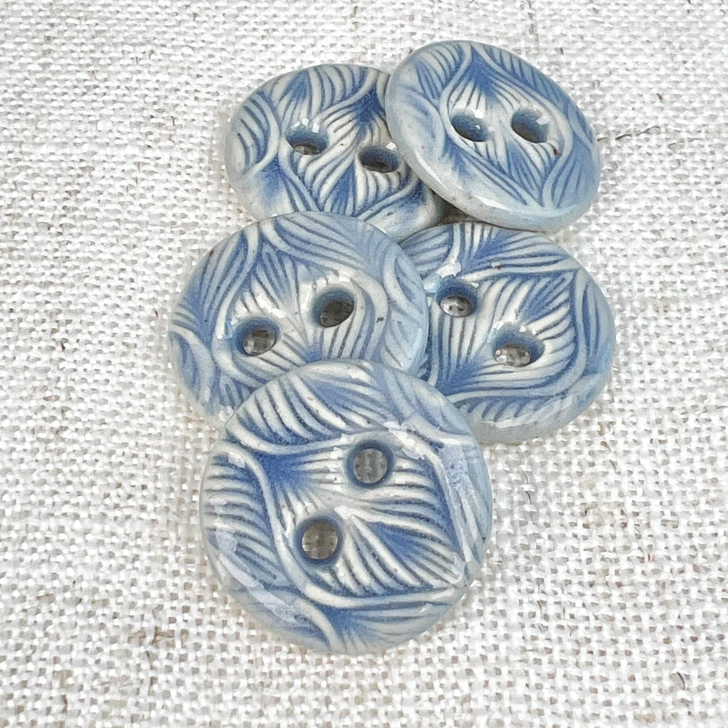 Blue Ceramic Buttons for Sewing Handmade Button Set