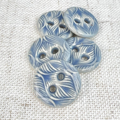 Blue Ceramic Buttons for Sewing Handmade Button Set