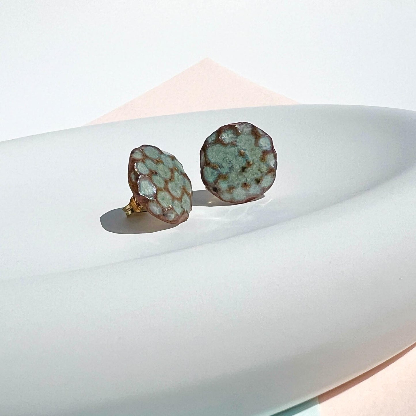 Green Ceramic Stud Earrings