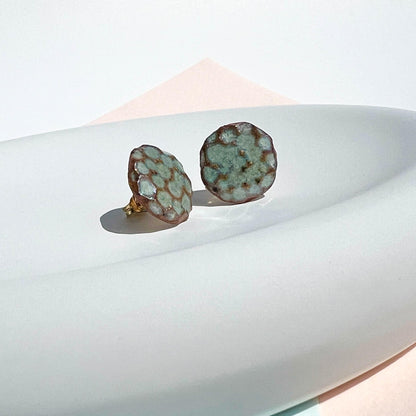 Green Ceramic Stud Earrings