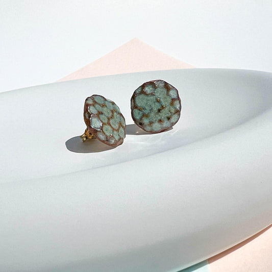Green Ceramic Stud Earrings