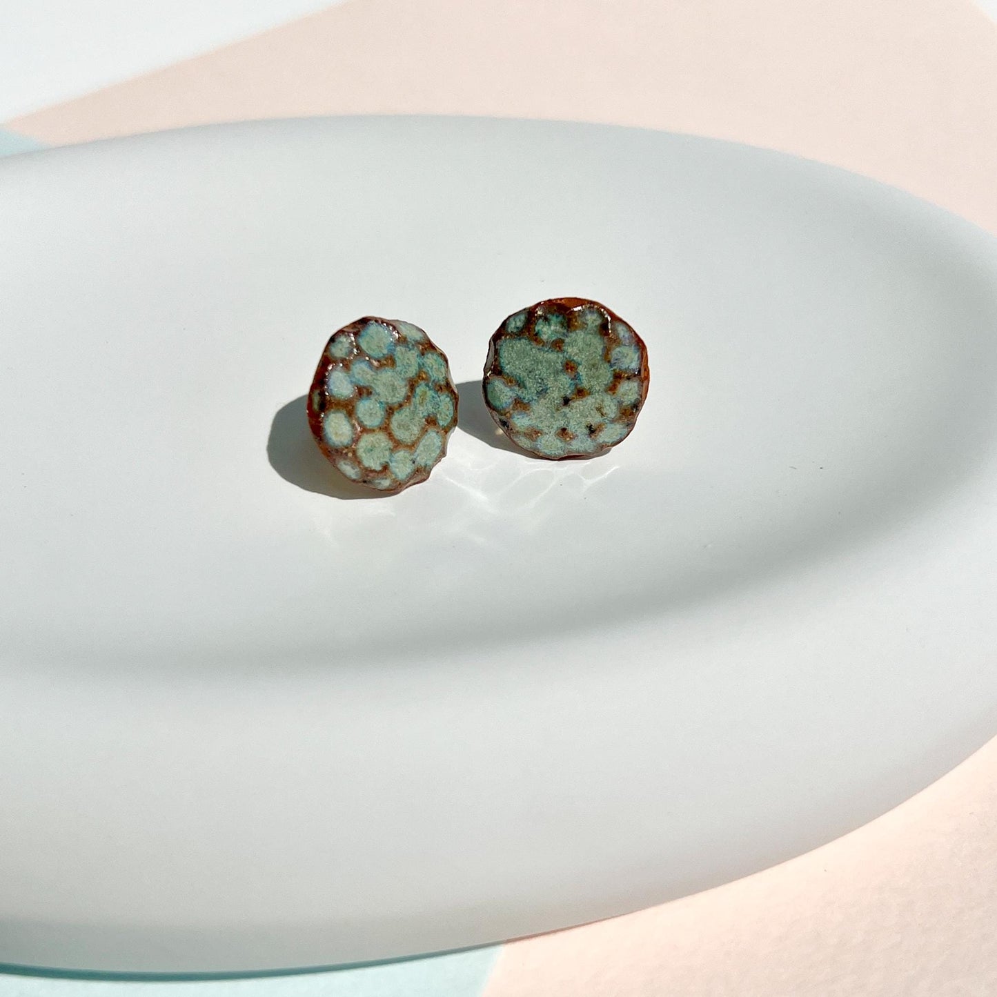 Green Ceramic Stud Earrings