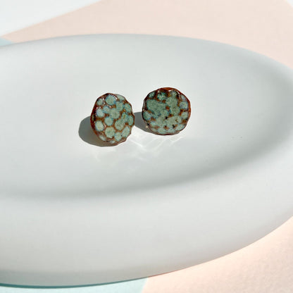 Green Ceramic Stud Earrings