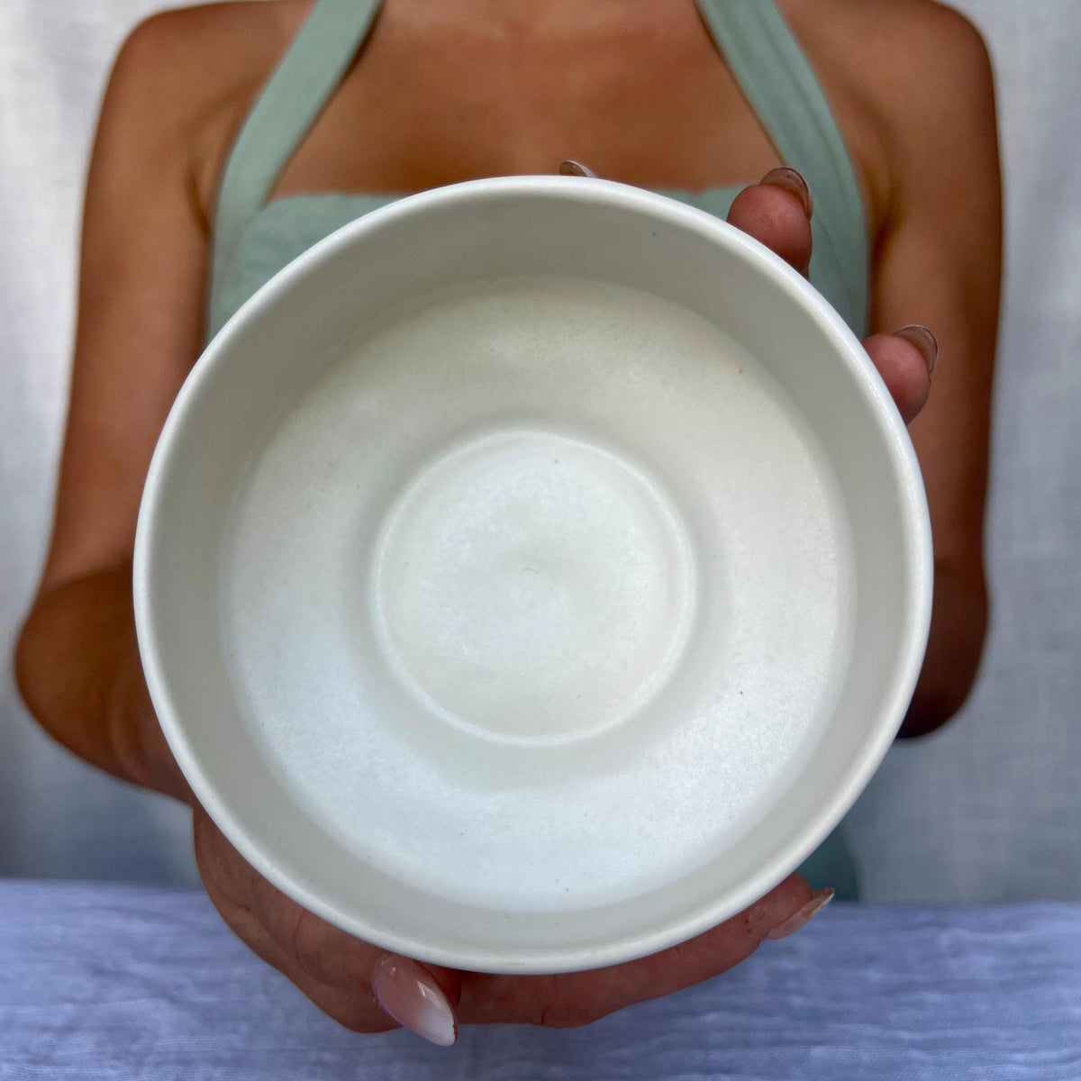 Matte White Porcelain Ikebana Bowl