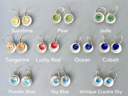 14K Gold Filled Porcelain Hoop Earrings Ceramic Drop Dangle Handmade Jewelry Gift for Her