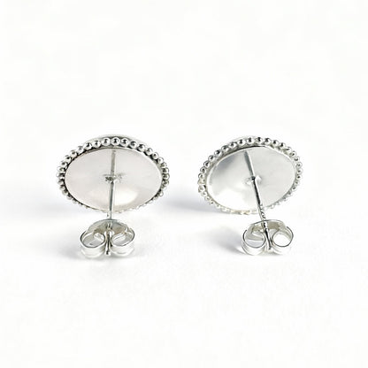 Bezel-Set Blue Porcelain Stud Earrings