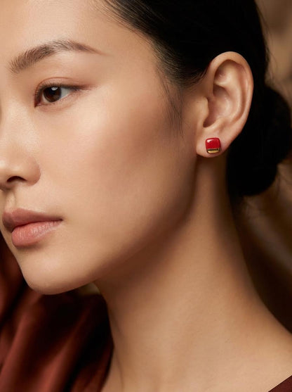 Porcelain Square Stud Earrings