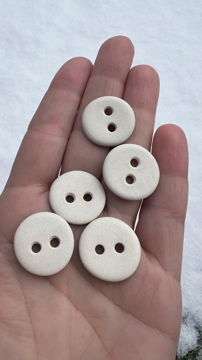 Handmade Lavender Floral Porcelain Buttons  22mm - Set of 5