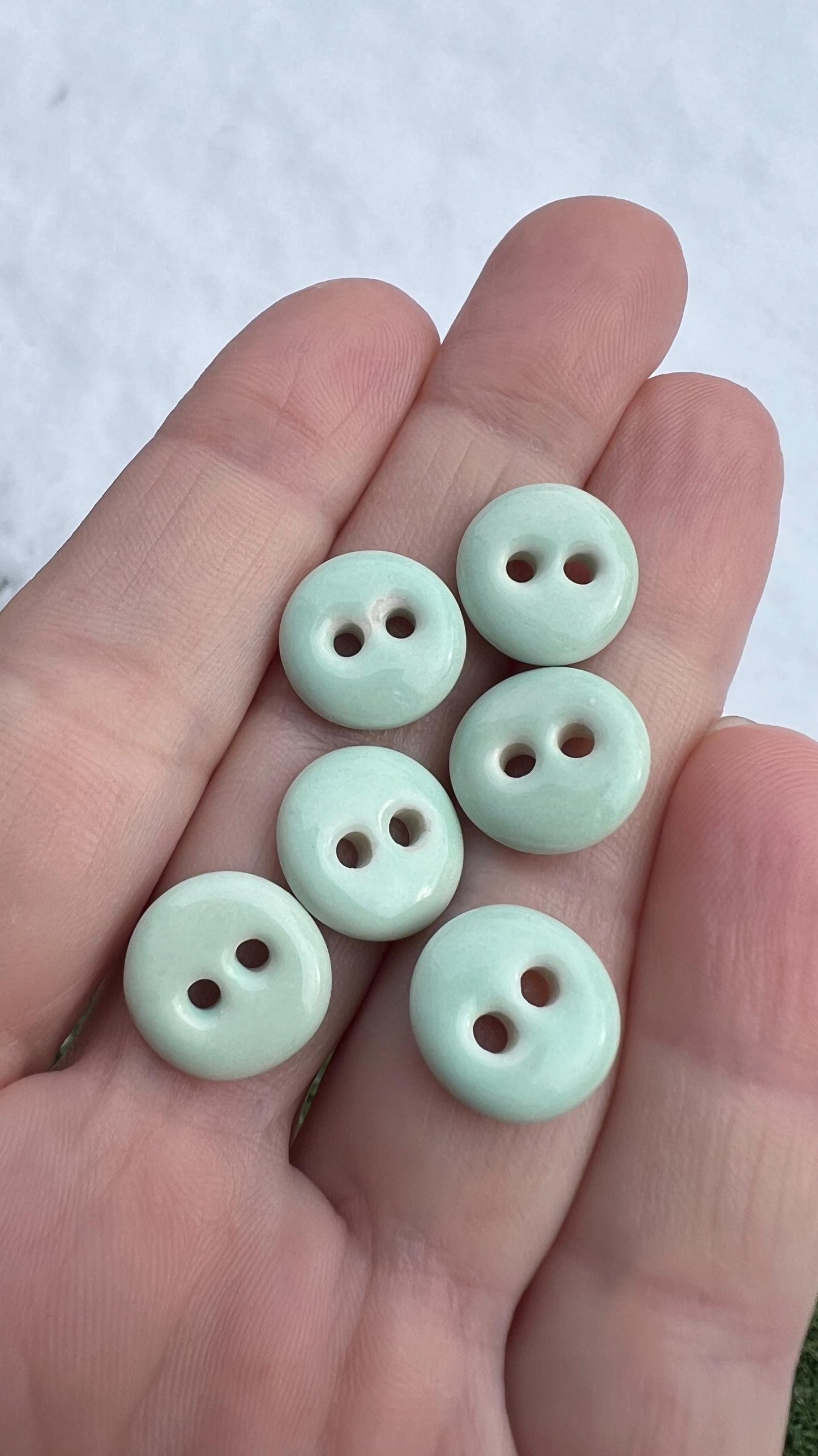 Mint Green Ceramic Buttons for Sewing Handmade Small Button Set