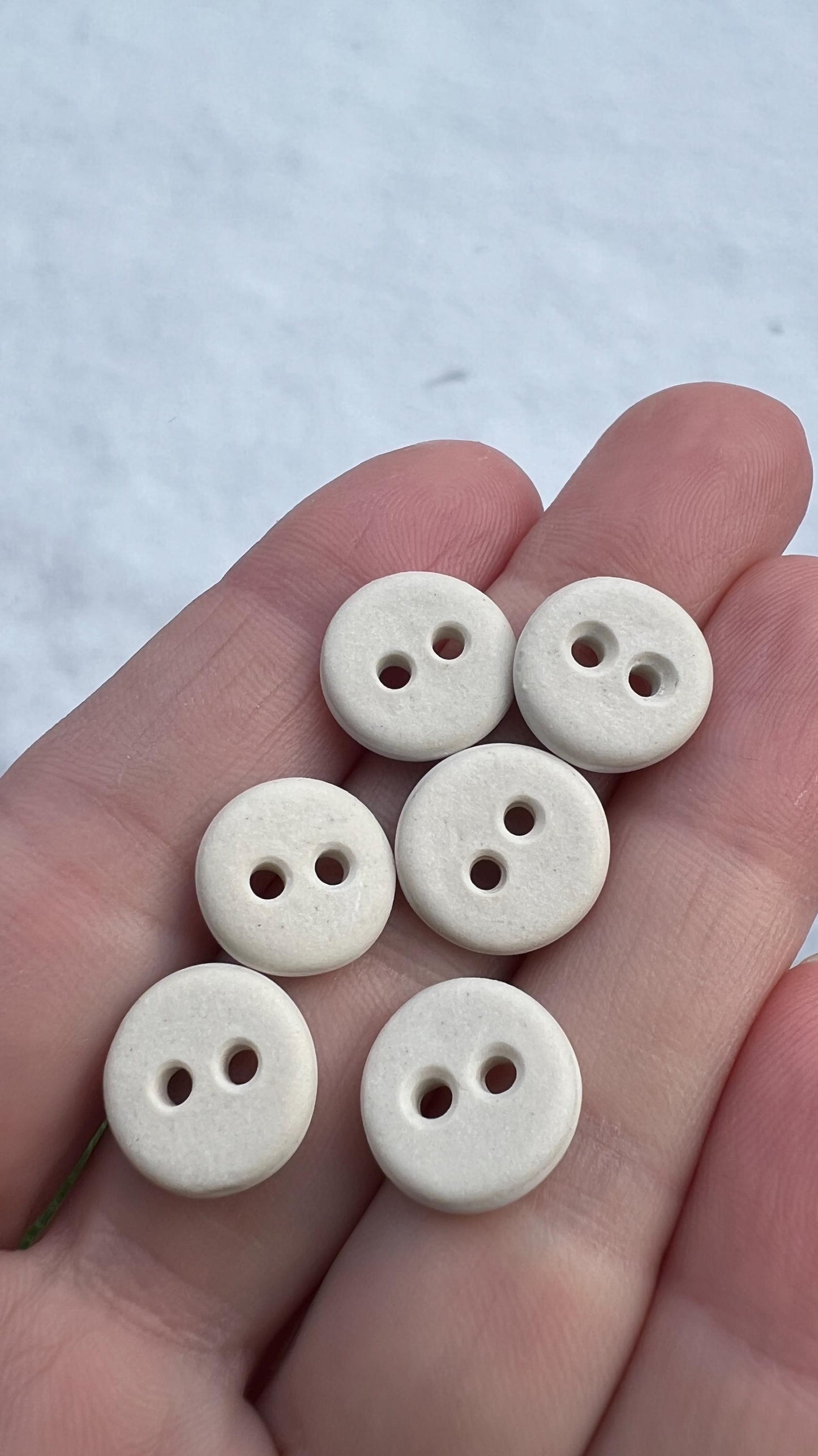 White Ceramic Buttons for Sewing Handmade Small Button Set