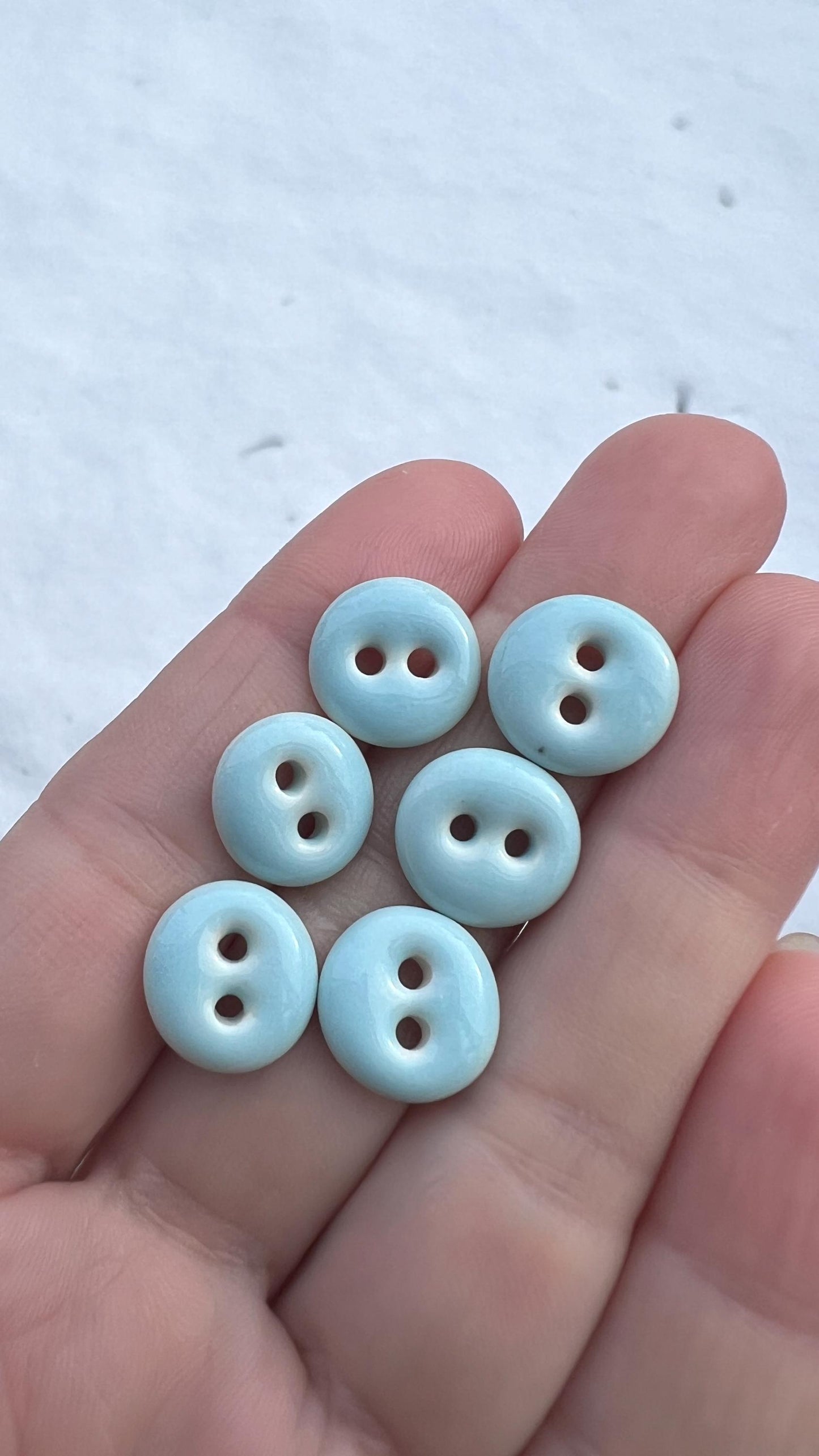 Baby Blue Ceramic Buttons for Sewing Handmade Small Button Set