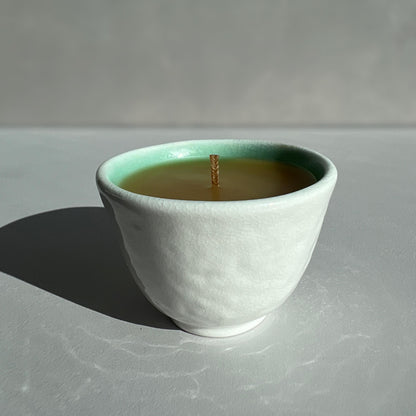 Canadian Beeswax Candle in Porcelain Cup