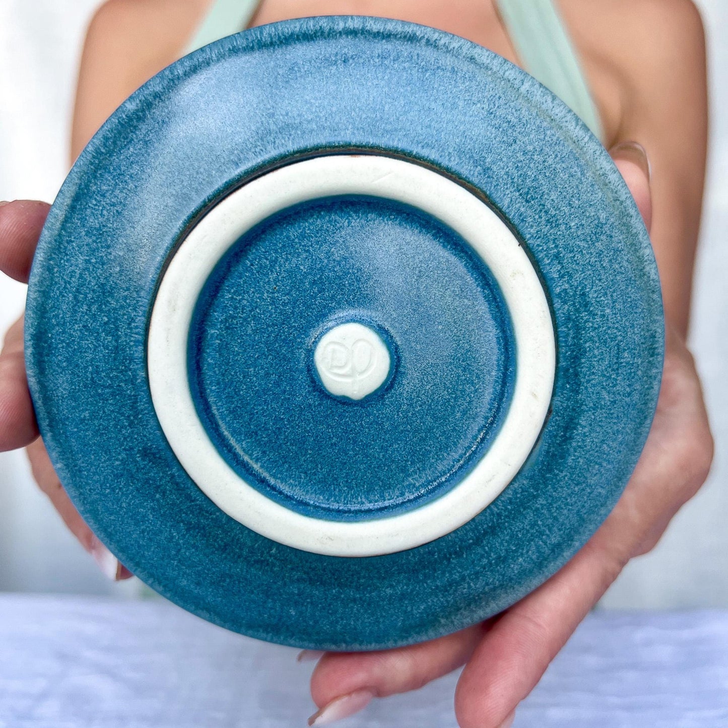 Satin Oribe Ikebana Bowl with Ancient Copper Foot