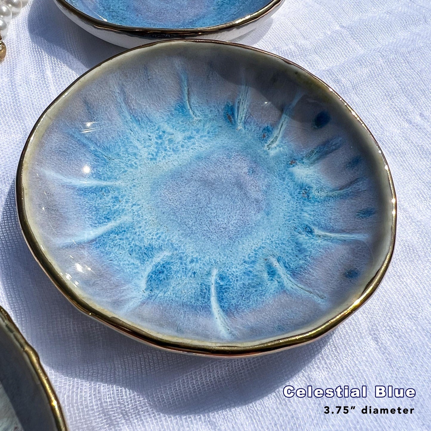 22k Gold-Rimmed Ceramic Ring Dishes