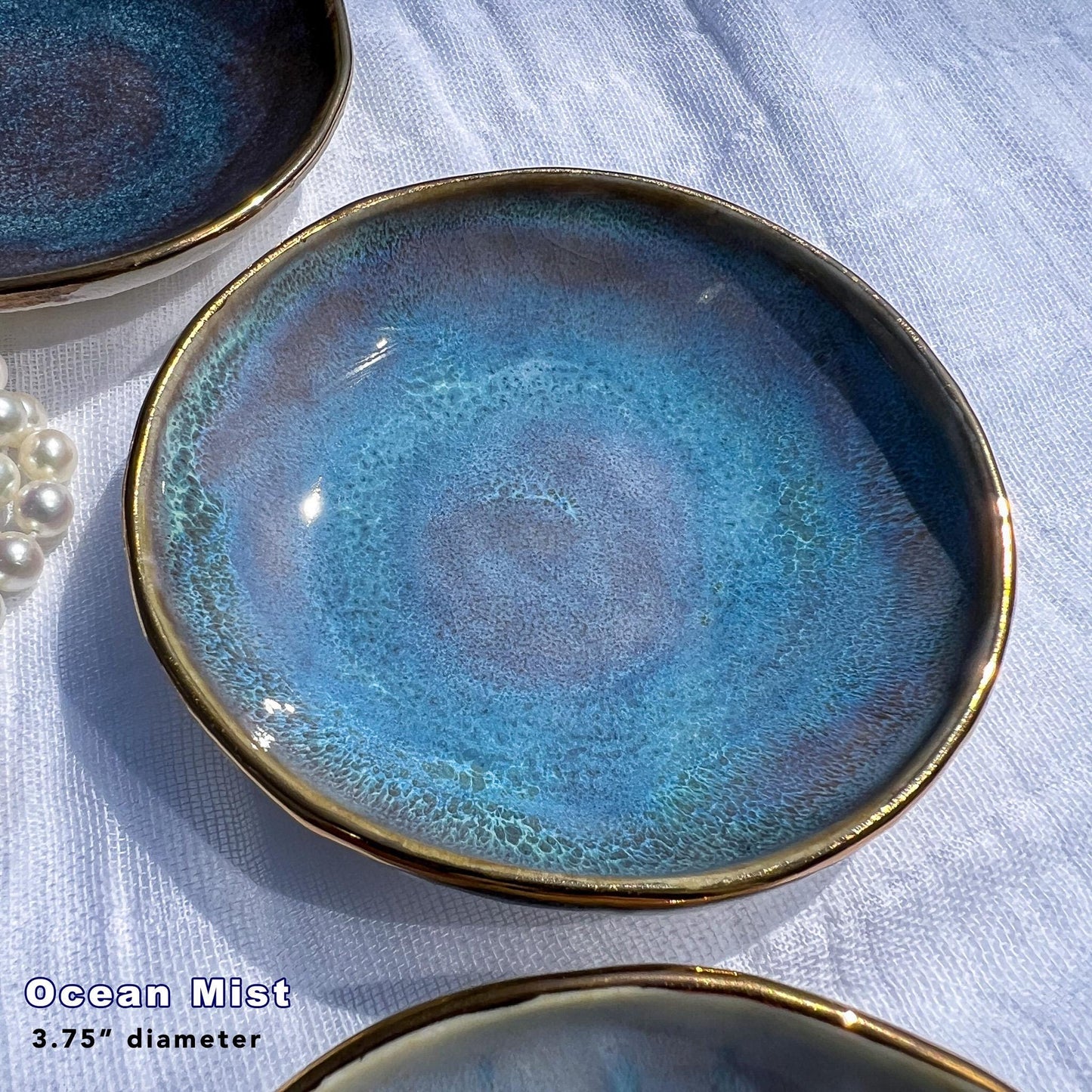 22k Gold-Rimmed Ceramic Ring Dishes