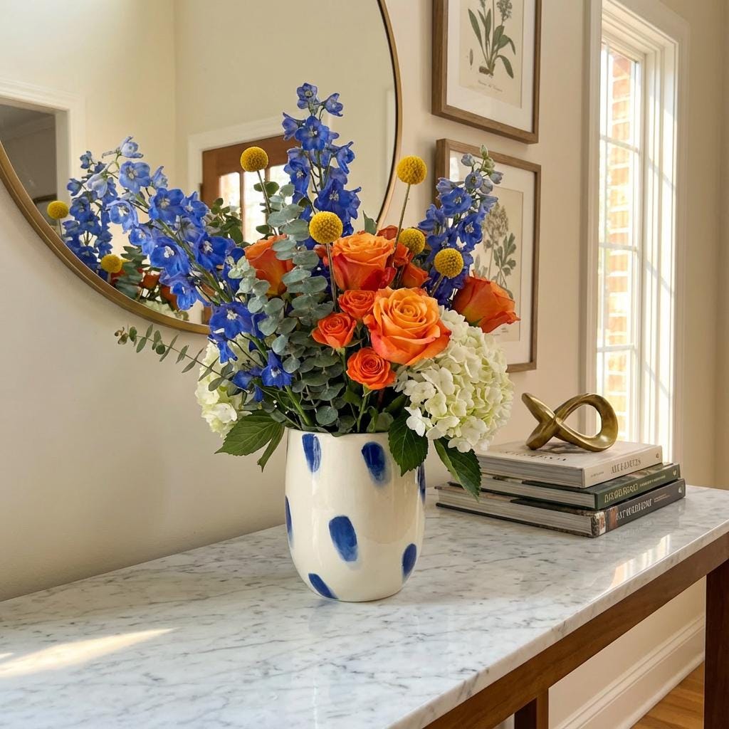 Blue White Ceramic Vase Handmade Pottery Gift