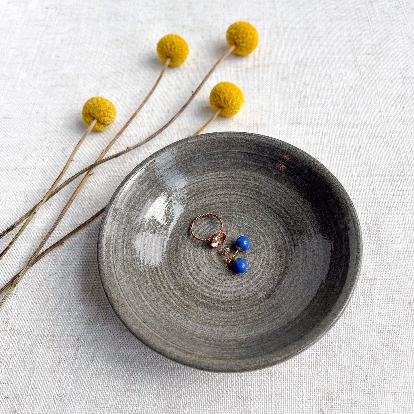 Grey Granite Stoneware Trinket Dish