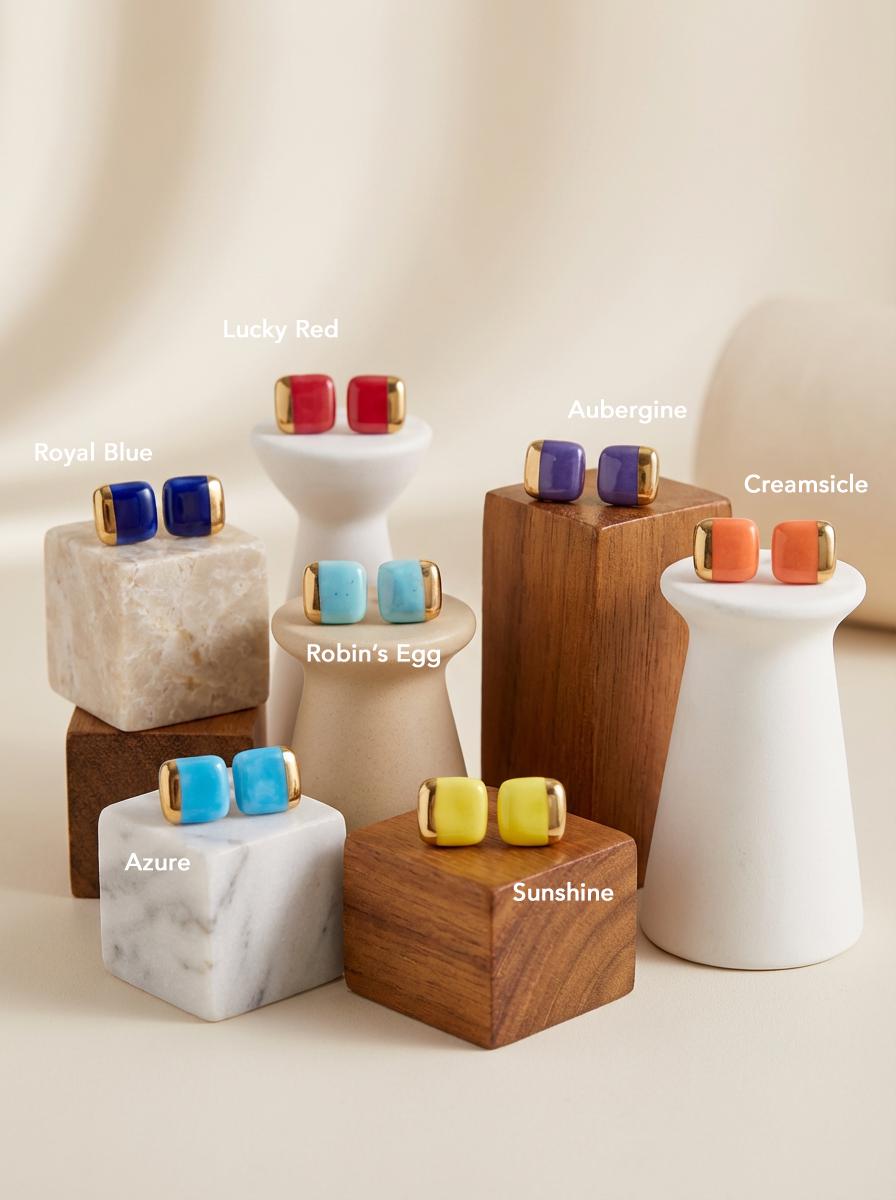 Porcelain Square Stud Earrings