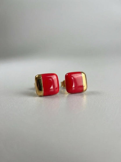 Porcelain Square Stud Earrings