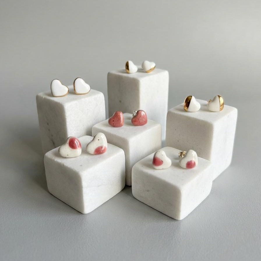 Ceramic Heart Earrings