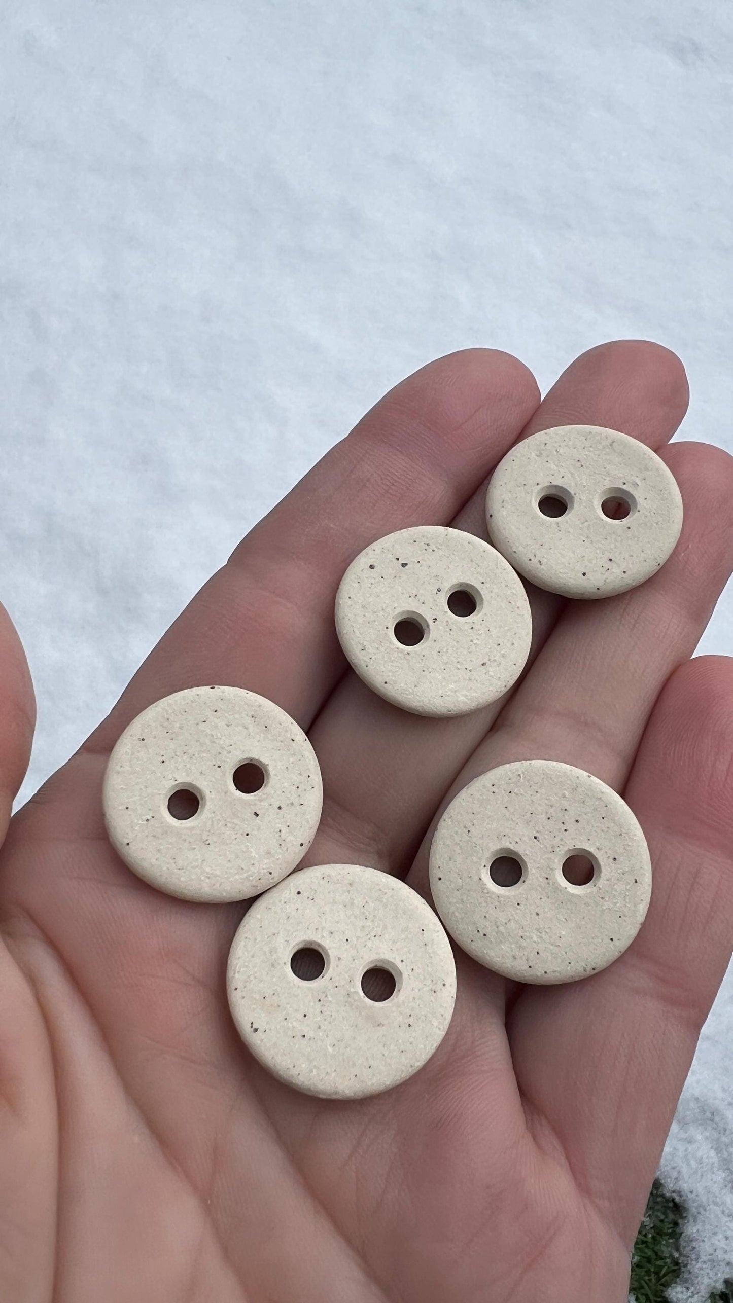 Green Botanical Stoneware Buttons - Set of 5