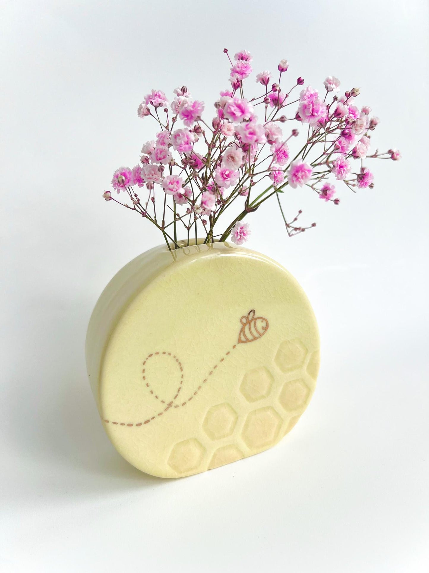 Yellow Honeycomb Bee Bud Vase