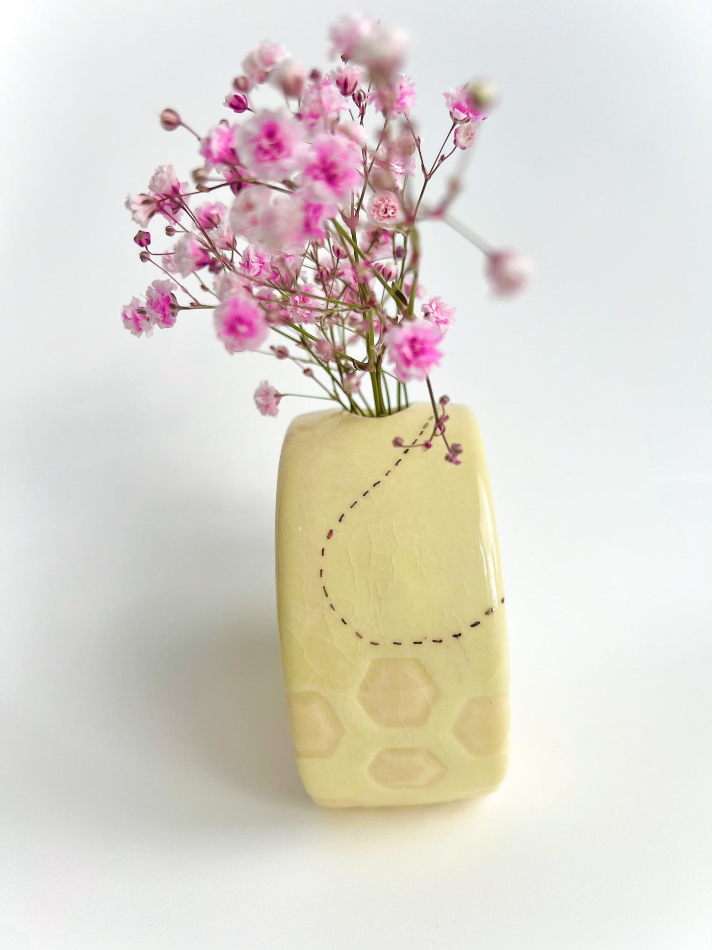 Yellow Honeycomb Bee Bud Vase