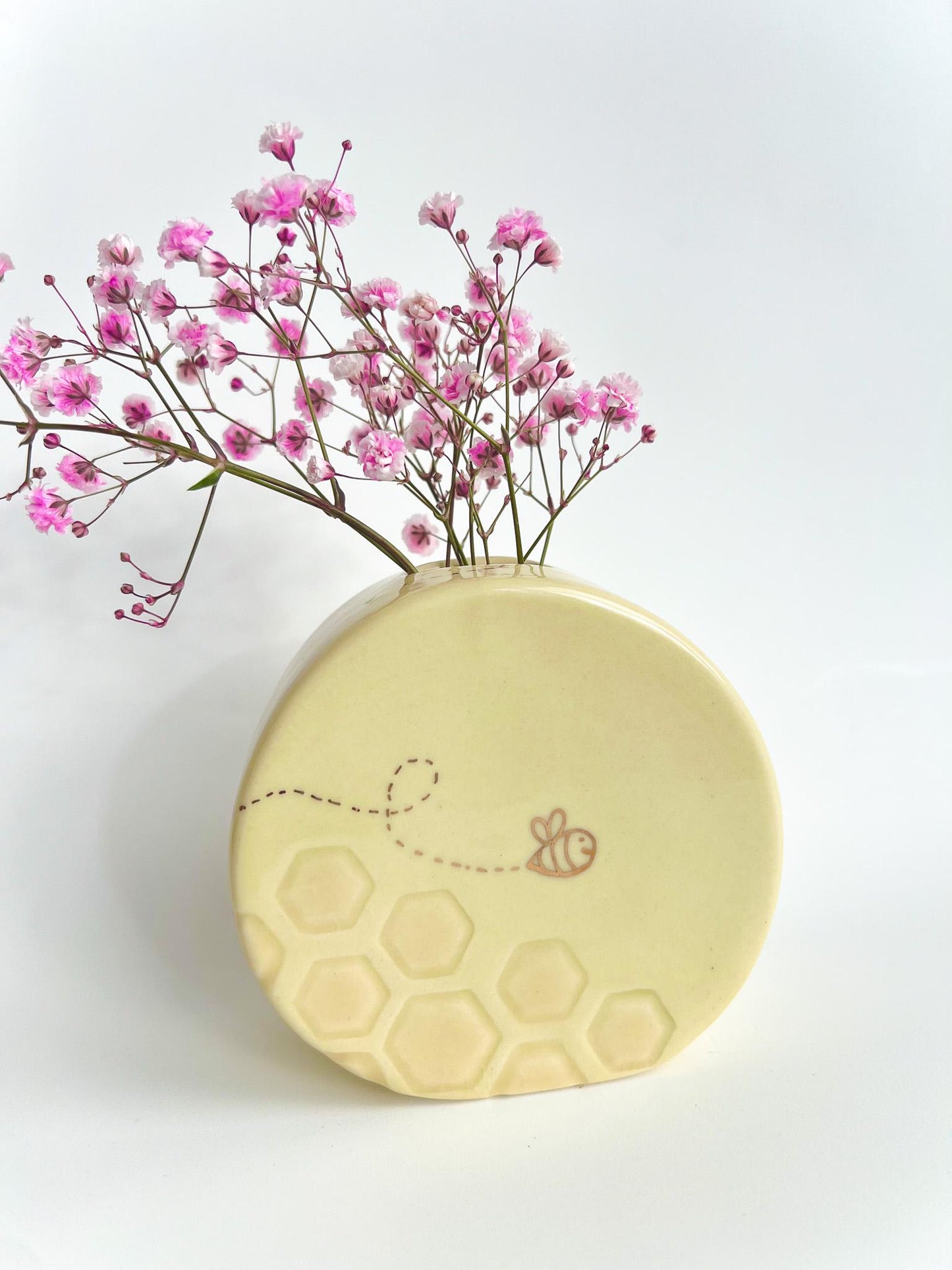 Yellow Honeycomb Bee Bud Vase