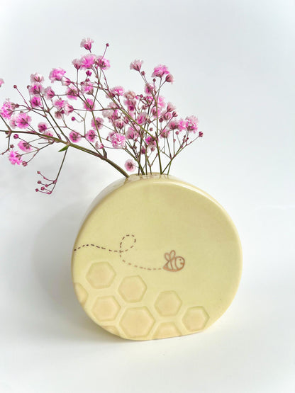 Yellow Honeycomb Bee Bud Vase