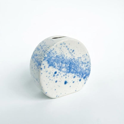 Blue & White Spatter Ceramic Bud Vase