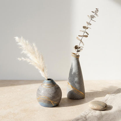 Grey Granite Clay Bud Vases
