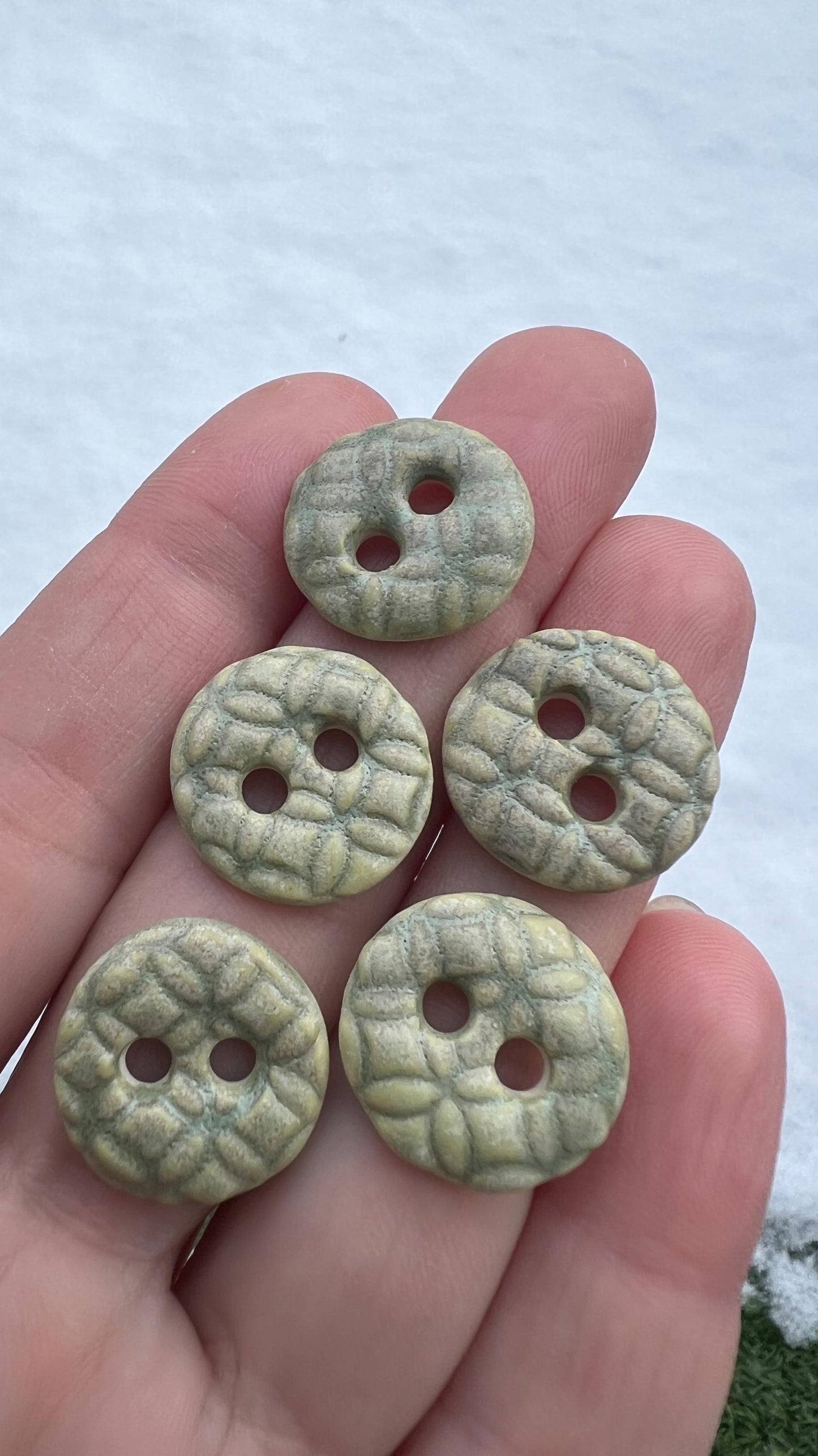 Green Ceramic Buttons for Sewing Handmade Button Set