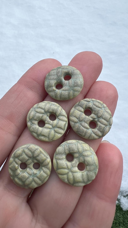 Green Ceramic Buttons for Sewing Handmade Button Set