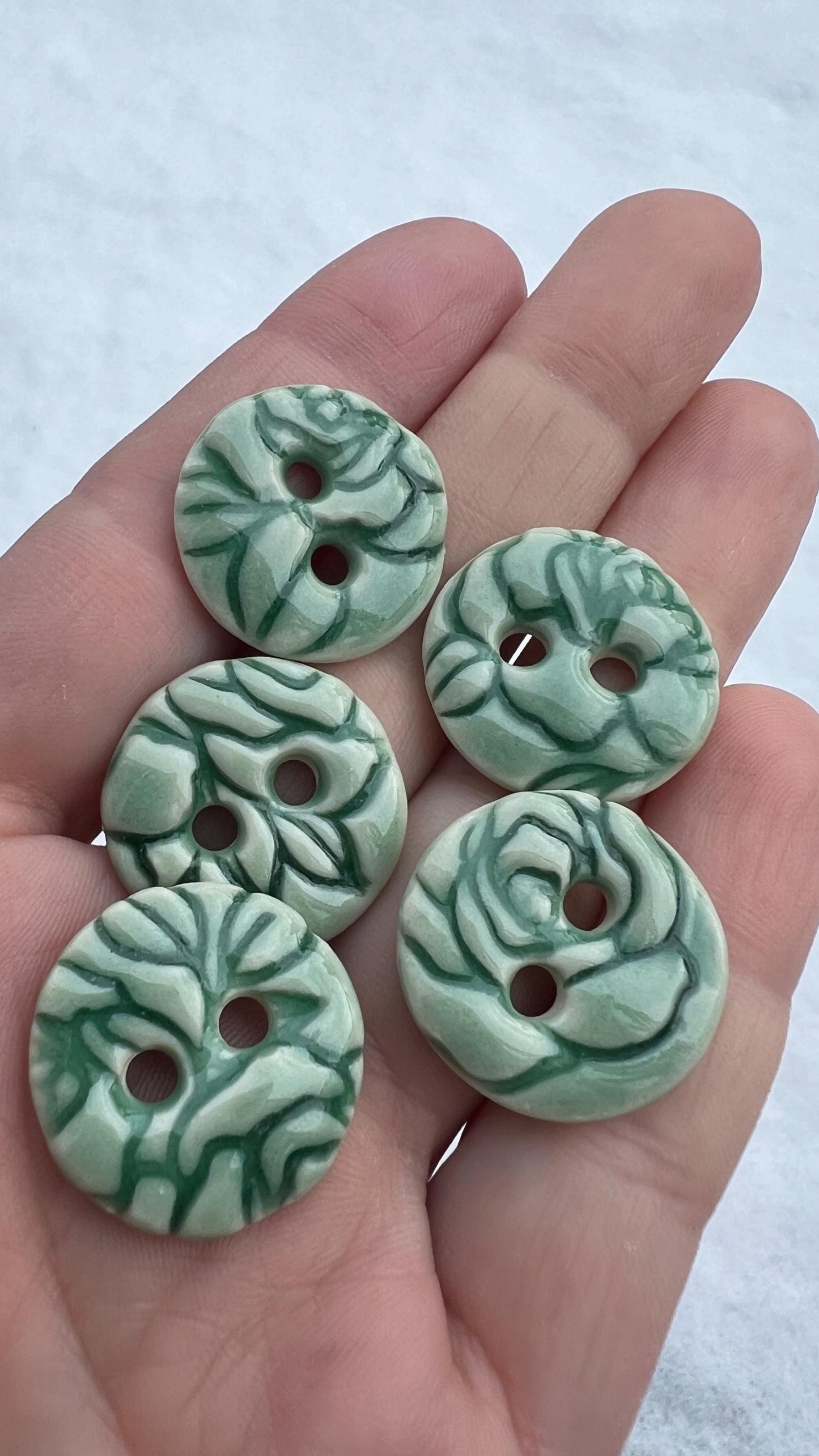 Green Ceramic Buttons for Sewing Handmade Jade Button Set