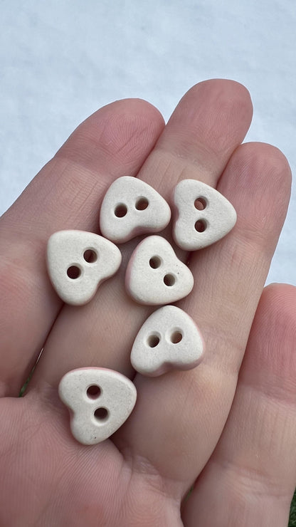 Pink Ceramic Buttons for Sewing Handmade Heart Button Set
