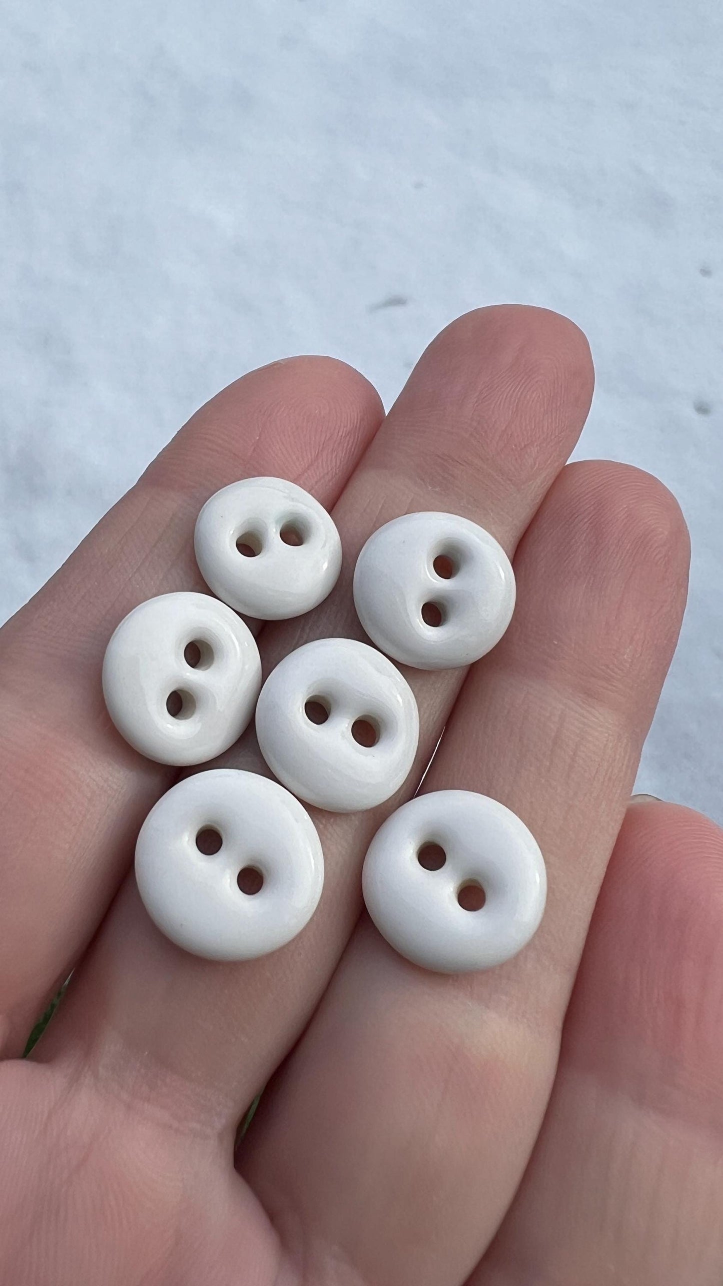 White Ceramic Buttons for Sewing Handmade Small Button Set