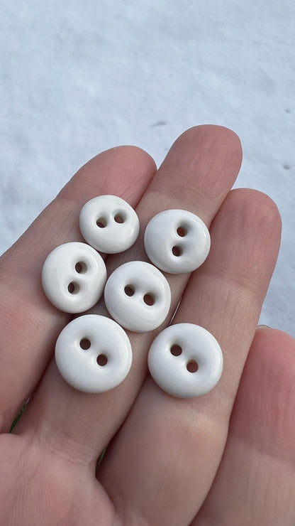 White Ceramic Buttons for Sewing Handmade Small Button Set
