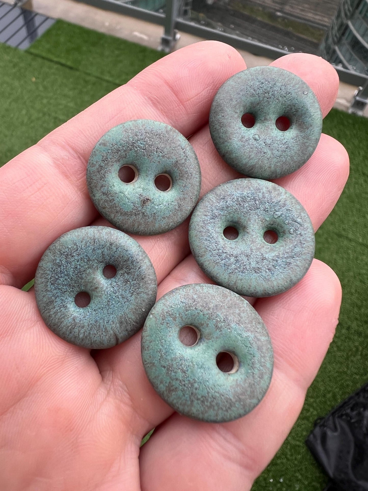Green Ceramic Buttons for Sewing Knitting Handmade Button Set