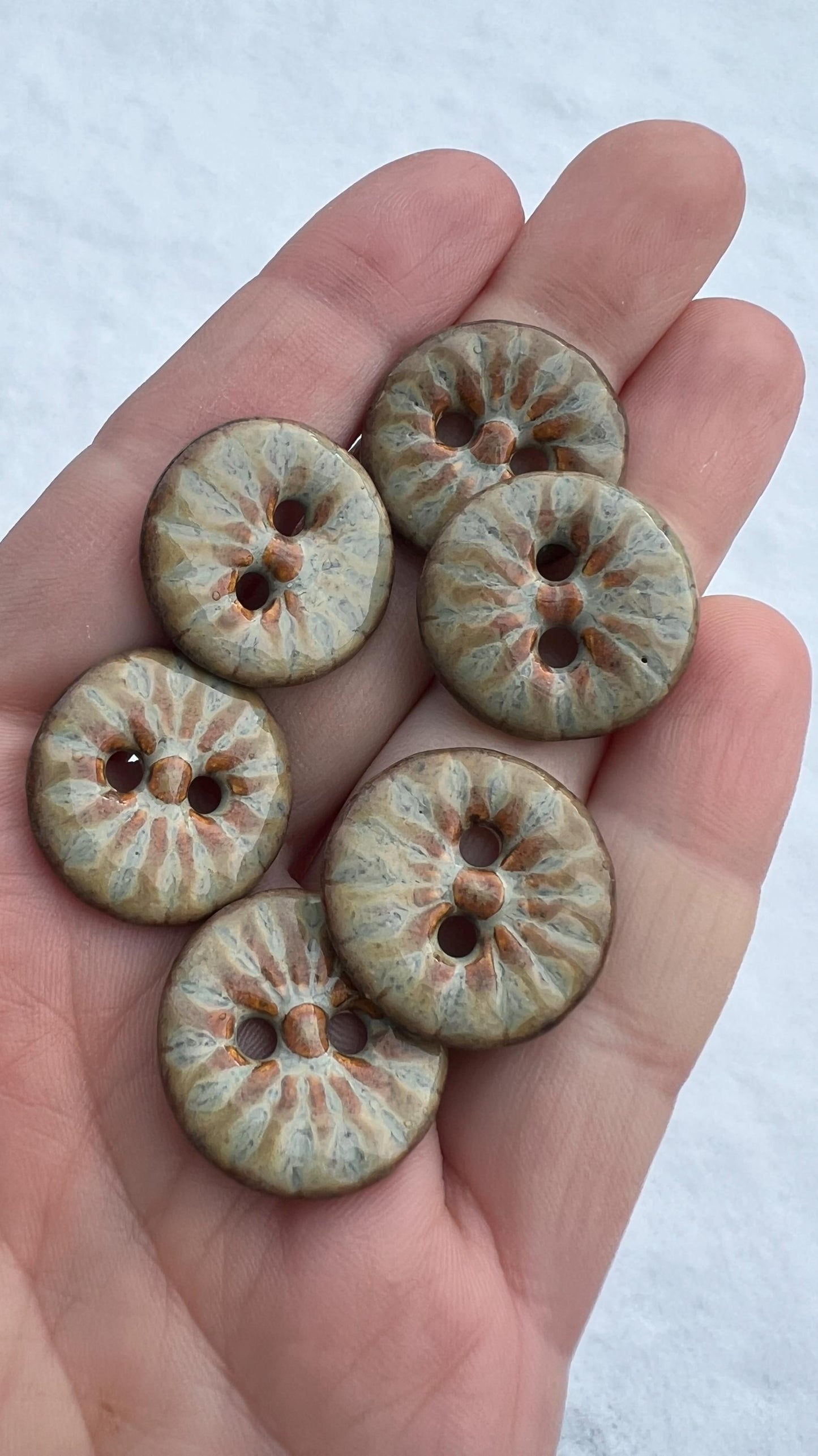 Iron Brown Ceramic Buttons for Sewing Handmade Button Set