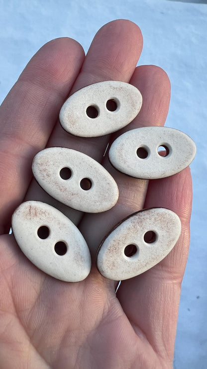 Brown Copper Ceramic Buttons for Sewing Handmade Oval Button Set