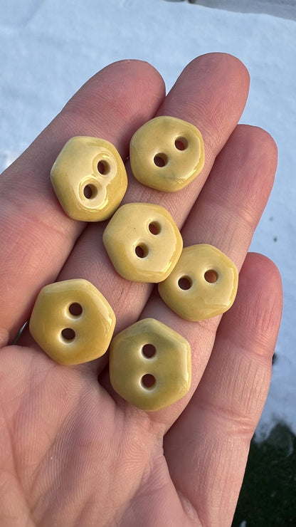 Yellow Ceramic Buttons for Sewing Handmade Small Button Set