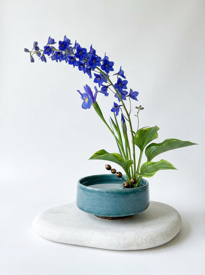 Satin Oribe Ikebana Bowl with Ancient Copper Foot