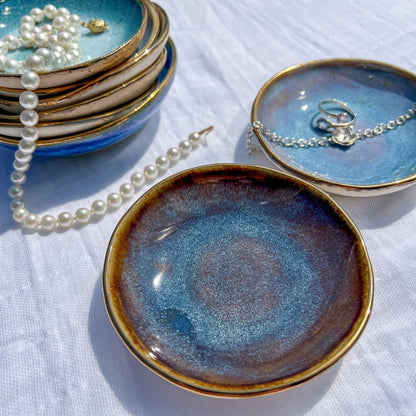 22k Gold-Rimmed Ceramic Ring Dishes