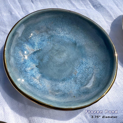 22k Gold-Rimmed Ceramic Ring Dishes