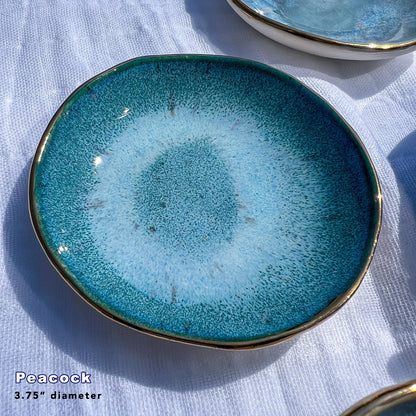 22k Gold-Rimmed Ceramic Ring Dishes