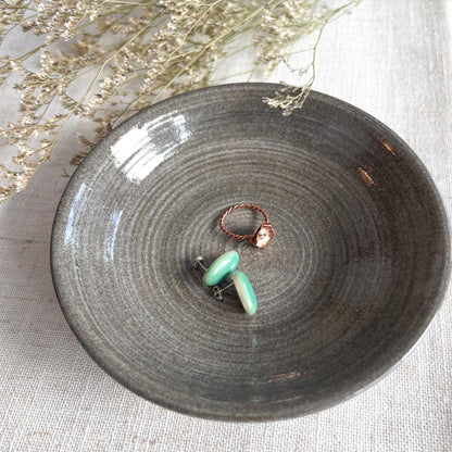 Grey Granite Stoneware Trinket Dish