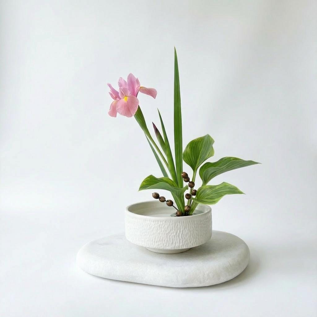 Matte White Porcelain Ikebana Bowl
